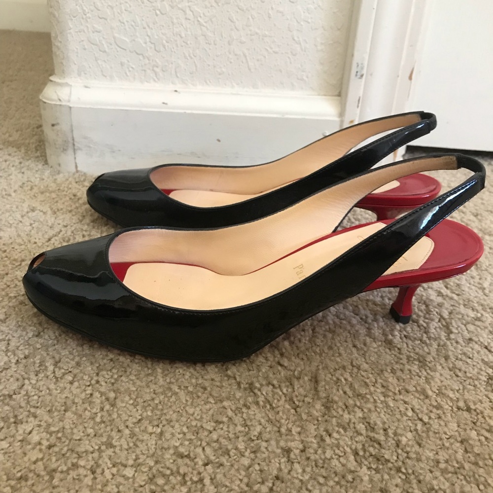 christian louboutin black peep toe heels